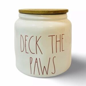Rae Dunn Canister (Animals, Holidays) “Deck the Paws” Dog or Cat Treat Jar